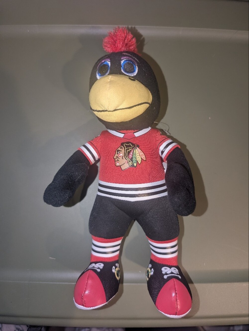 Plush Reptile Buddy in Red and Black Sports Jersey